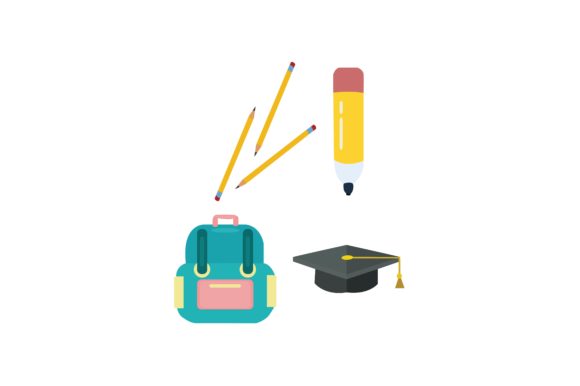 Download School Supply Coloured Illustration Set - Red Collection