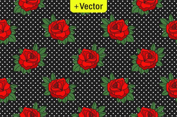 Download Rockabilly Red Roses Polka Dots Pattern - Red Collection