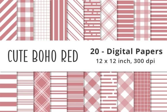 Download Cute Boho Red Stripes Scrapbook Papers - Red Collection