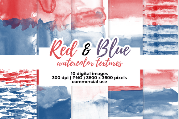 Download Red and Blue Watercolor Digital Papers - Premium Resources