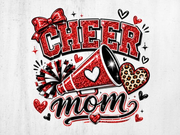 Download Glitter Red Cheer Mom PNG Digital File - Red Collection
