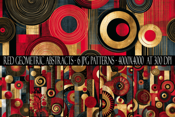 Download Red and Gold Geometric Abstract Patterns - Red Collection
