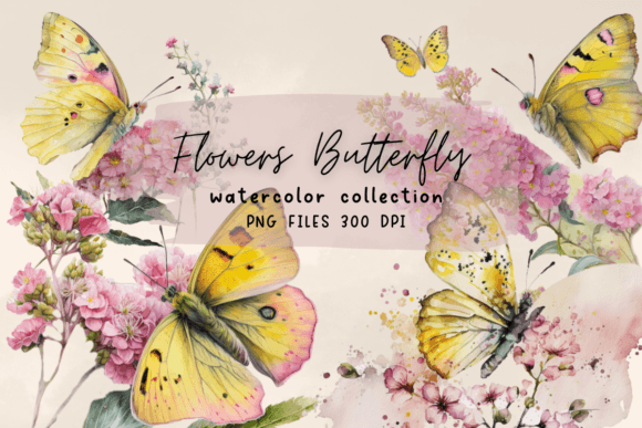 Download Butterfly Flower Yellow Watercolor - Fly Collection