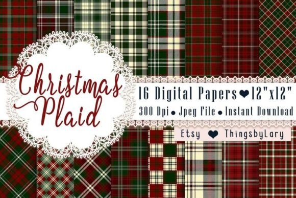 Download Christmas Red Green Plaid Papers - Red Collection