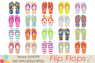 Download Flip Flops Clipart / Beach Shoes Graphics / Summer Vector Illustration - Beach Collection