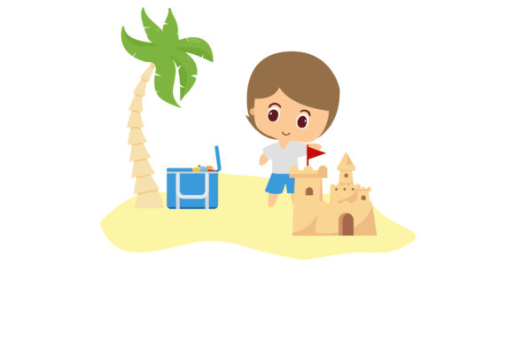 Download Summer Illustration of Girl on the Beach - Beach Collection
