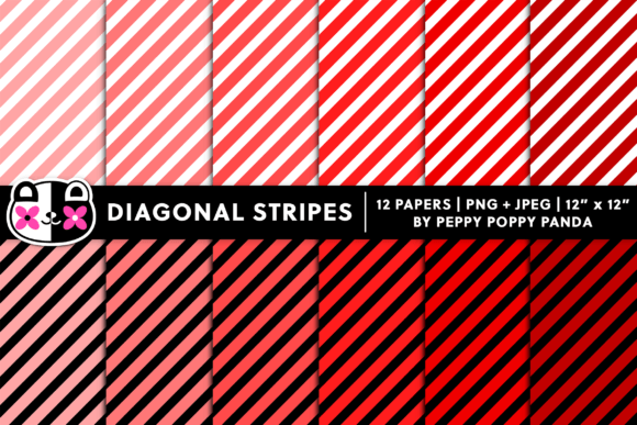Download Diagonal Red Stripes Digital Paper Set - Red Collection