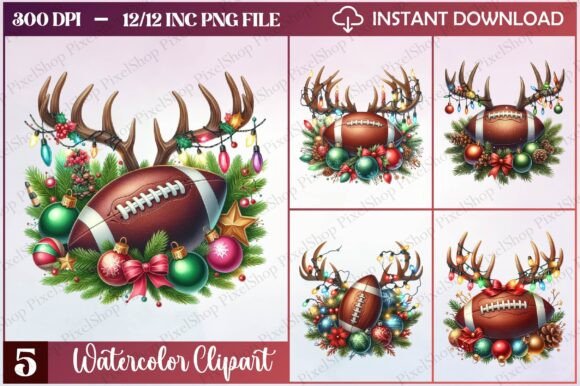 Download Watercolor Christmas Football Clipart - Christmas Collection