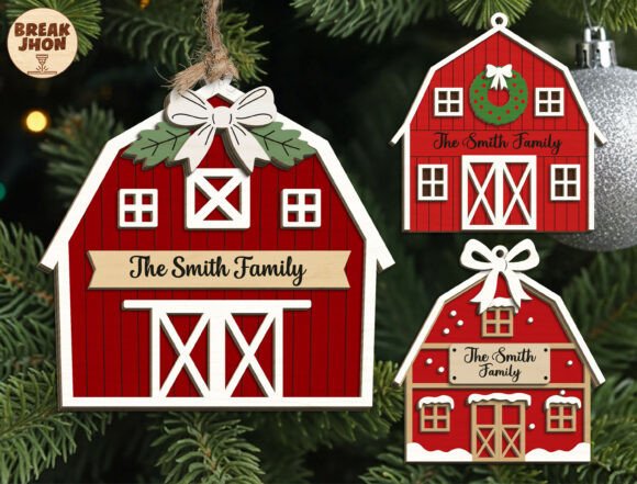 Download Red Barn Family Ornament Cut File Svg - Red Collection