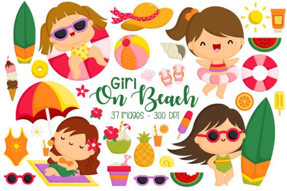 Download Girl on Beach Clipart - Cute Kids - Beach Collection