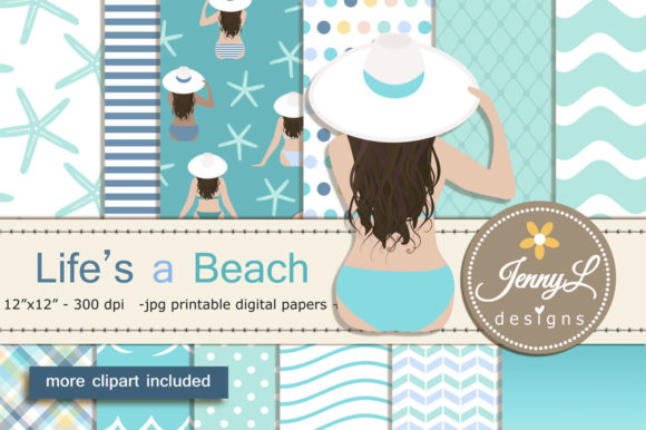 Download Beach Summer Digital Papers and Clipart - Beach Collection