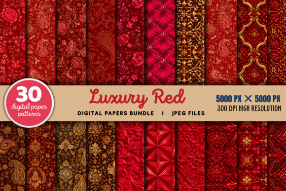 Download Luxury Red Digital Paper Red Bundle - Red Collection