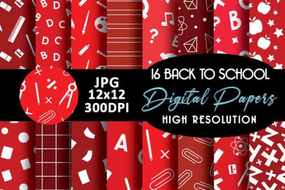 Download Red Back to School Digital Papers - Red Collection