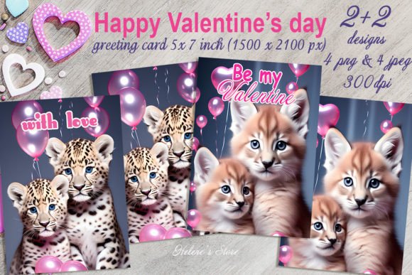 Download Cute Animals Valentines Card Sublimation - Valentines card Collection