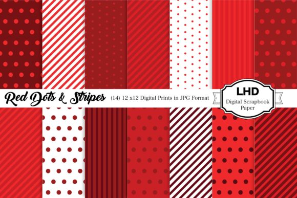 Download Red Digital Paper - Polka Dots &amp; Stripes - Red Collection