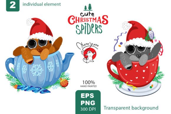 Download Cute Christmas Spiders - Christmas Collection