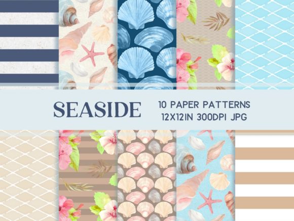 Download Beach Seashells Scrapbook Paper Set - Beach Collection