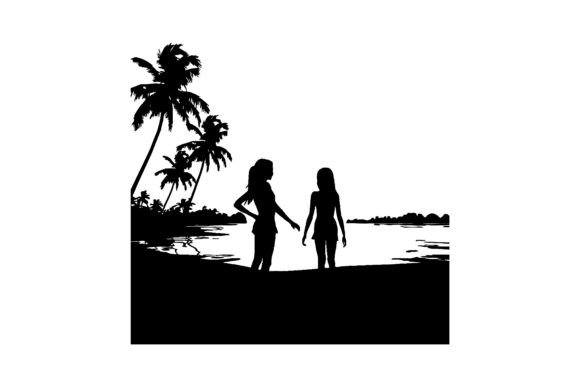 Download Women on Beach Minimalist Silhouette - Beach Collection