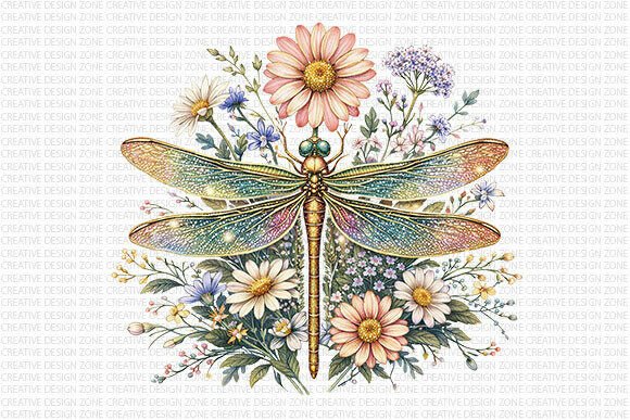 Download Dragonfly Floral Boho PNG - Fly Collection