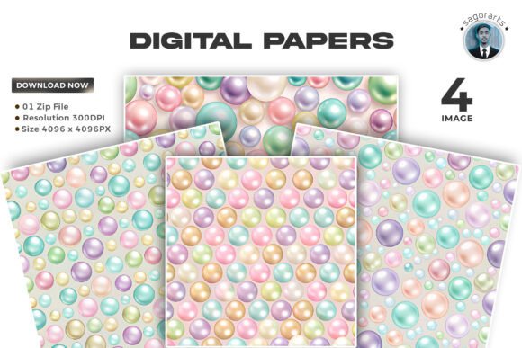 Download Pastel Colored Pearls Seamless Patterns - Red Collection