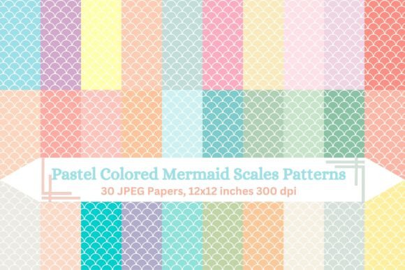 Download Pastel Colored Mermaid Scales Patterns - Red Collection