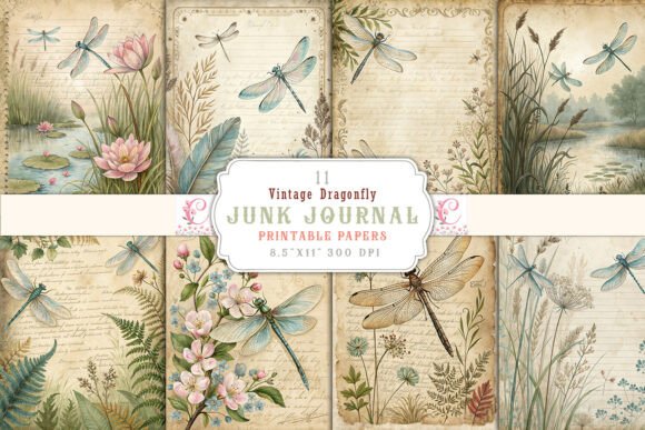 Download Vintage Dragonfly Junk Journal Pages - Fly Collection
