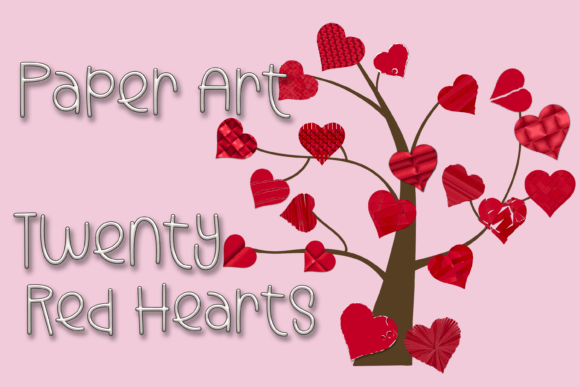 Download Red Hearts Paper Art-strips, Folds, Rips - Red Collection