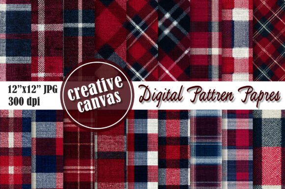Download Red Navy Plaid Digital Paper Bundle - Red Collection