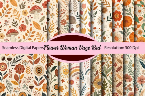 Download Flower Woman Vase Red Digital Paper - Red Collection